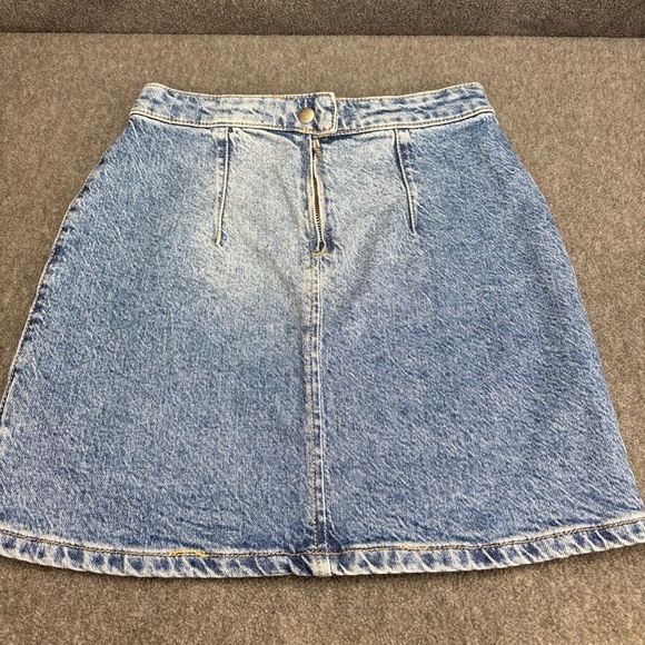 We The Free People Y2K Denim Jean Mini Skirt Zipper Faded Size 2 SM Light Wash - Picture 6 of 8